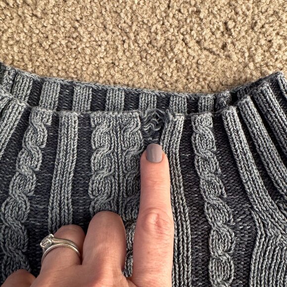 Calvin Klein Cable Knit Sweater L Mock‎ Turtleneck 90s Y2K Vintage Gray Ribbed - Picture 6 of 8